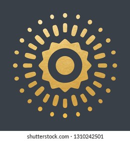 Beautiful Golden Sun With Structure. Hand Drawn.