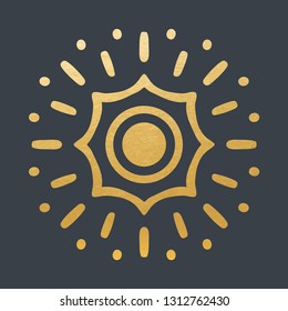 Beautiful Golden Sun With Structure. Hand Drawn.