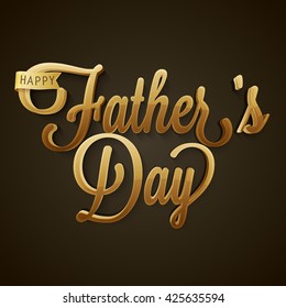 Beautiful Golden Text Father's Day on brown background, Elegant greeting card design for Happy Father's Day celebration.