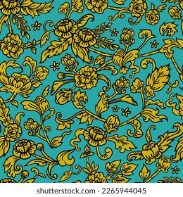 Beautiful golden Thai pattern - traditional floral seamless pattern from Thailand