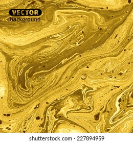 Beautiful golden vector background with liquid paint.