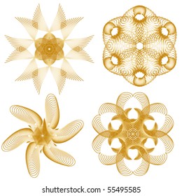 Beautiful golden vector ornament collection over white background