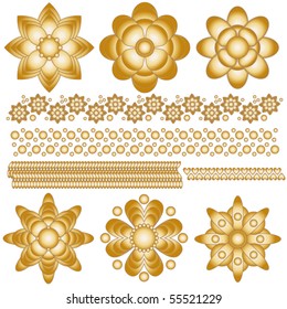 Beautiful golden vector ornament collection over white background