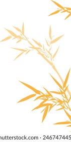 A Beautiful Golden Yellow With Bamboo Leaves, Drawing Bamboo painting, Yellow simple bamboo leaves with decorative patterns, watercolour Leaves