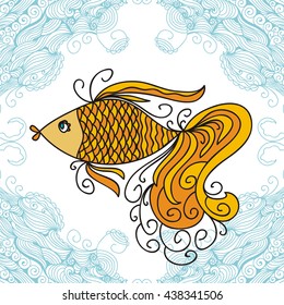 Beautiful goldfish. Vector illustration.