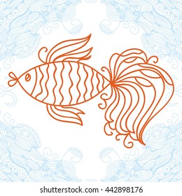 Beautiful goldfish. Vector illustration.