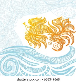 Beautiful goldfish. Vector illustration.