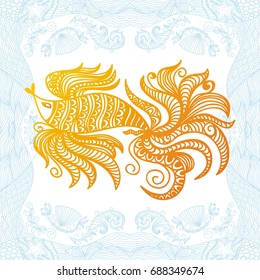 Beautiful goldfish. Vector illustration.