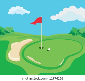 Beautiful golf course in vector format