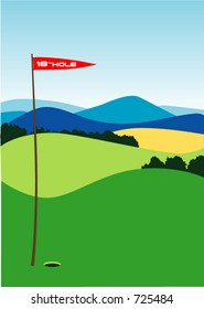 Beautiful golf hole illustration