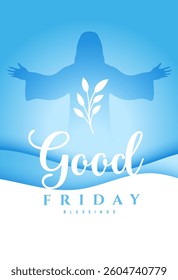 beautiful good friday blessing white poster with leaves vector