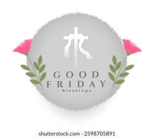 beautiful good friday cross background with flower design vector