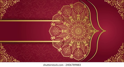 Beautiful gorgeous mandala style greeting and invitation card. Arabesque style decorative mandala background. 