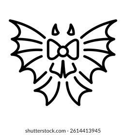 A beautiful gothic bow icon in an outline style 