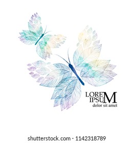 Beautiful graceful butterfly of leaves