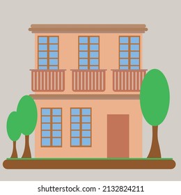 A beautiful graceful house. Tall stylish European style house. Vintage homes. Beautiful architecture.Seamless pattern.