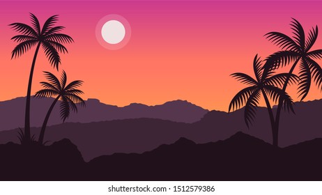 beautiful gradient background With mountain chain landscape