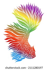 Beautiful gradient colour betta fish with beautiful fins design  illustration for wallpaper background ads clothing or logo
