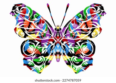 Schöne Farbverlauf-Farbschmetterling-Batik-Design-Illustration für Bildschirmhintergrund-Werbung oder Logo