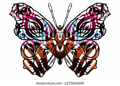 Beautiful gradient colour butterfly batik design  illustration for wallpaper background ads clothing or logo