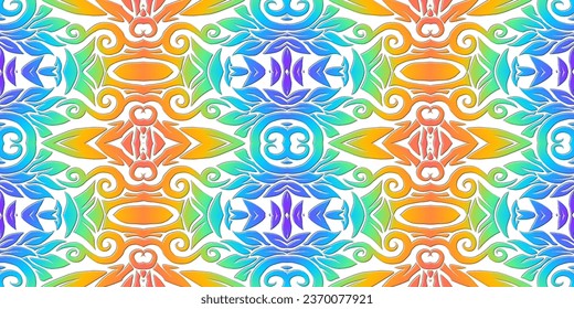 Beautiful gradient colour design leaf and flower art pattern 