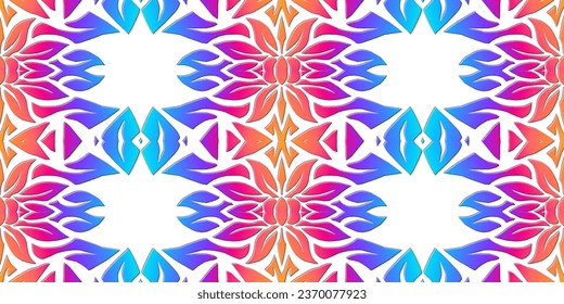 Diseño de colores de gradiente hermoso patrón de arte de hojas y flores 