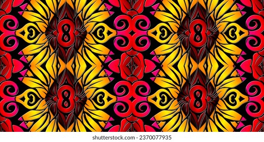 Beautiful gradient colour design leaf and flower art pattern 