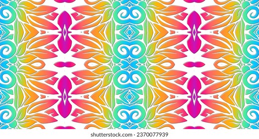 Beautiful gradient colour design leaf and flower art pattern 