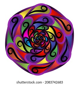 Beautiful gradient colour hexagonal  design  OF batik ethnic traditional flower floral 