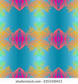 Schöne Farbvariante nahtlose Blumenlinie Kunst Batik ethnische Dayak-Ornament für Sarong Motiv-Stoffmuster-Hintergrund 