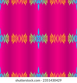 Hermoso color gradiente sin costura flor línea de arte batik ornamento étnico dayak para el motivo sarong motif moda patrón textil fondo 