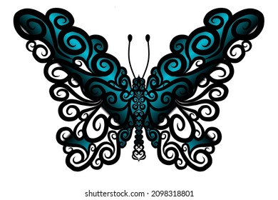 Hermosa ilustración de diseño de mariposa coloreada gradiente para anuncios de fondo de papel pintado o plantilla de presentación