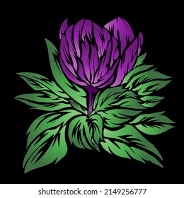 Hermoso gradiente colorido TULIP flores ilustración de diseño para anuncios de fondo de papel pintado ropa o logotipo