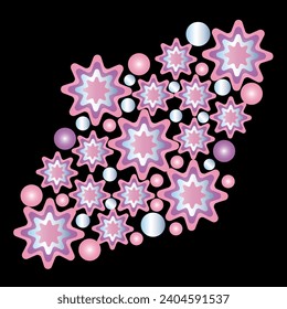 a beautiful gradient flower design  with black background, flower design, flower in night mood, gradient flower design