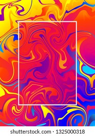 Beautiful Gradient liquid abstract template with copy space. Rainbow fluid concept backdrop, oil spill. Vertical bright cover banner. Beautiful vector illustration, print, creative poster, party.