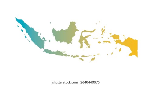 Beautiful gradient map of the Indonesian archipelago, showcasing its vast and diverse islands in a modern color scheme. Ideal for travel, geography, or educational content