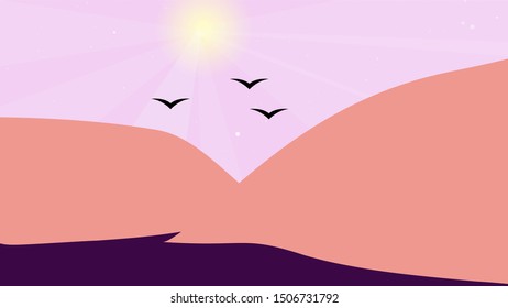 Beautiful gradient mountains landscape Vector