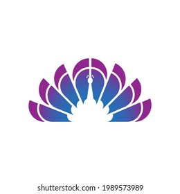 plantilla de vector de logotipo de ave de pavo real de gradiente hermoso