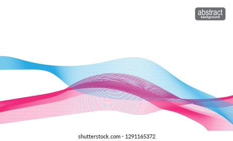 Beautiful gradient pink and blue color  waves blending on white background