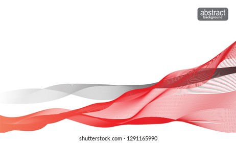 Beautiful gradient red and silver color  waves blending on white background