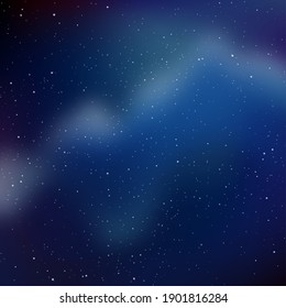 Beautiful gradient sky at night with countless star-covered clouds shining in infinite sky, Cosmic nebula night, Infinite space milky way galaxy, Star cosmic background. Vector illustration.