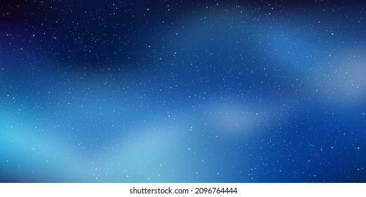 Beautiful gradient sky at night with countless star-covered clouds shining in infinite sky, Cosmic nebula night, Infinite space milky way galaxy, Star cosmic background. Vector illustration.