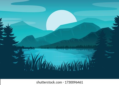 Beautiful gradient spring landscape  Vector