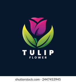 A beautiful gradient tulip logo design template