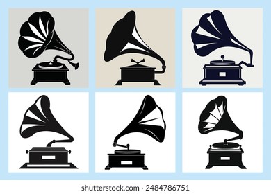 beautiful gramophone mockup silhouette vector art