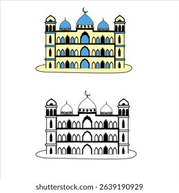 a beautiful grand mosque with  2 color variant
