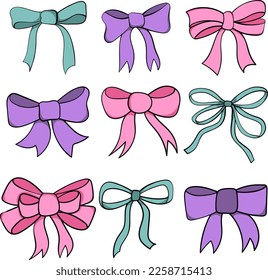 beautiful graphic bows collection eps 10 vector