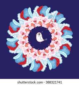 Beautiful graphic circular element on a blue background