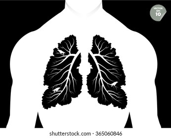 beautiful graphic design concept of lungs like the branch of tree and leaf,conceptual graphic of human lungs like tree