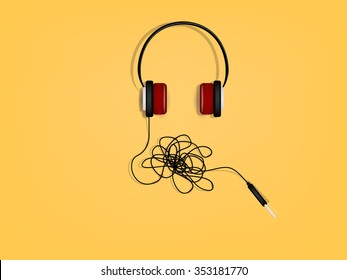 beautiful graphic design of headphone has the problem of tangled wires